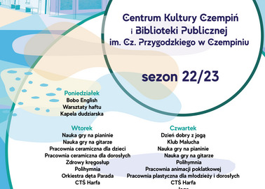 Plakat z informacjami na temat zajęć i sekcji w Tlenowni.